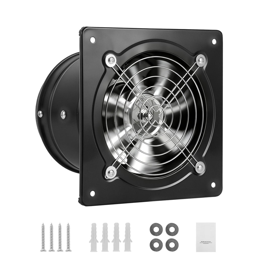 6 Inch Exhaust Fan, 308 CFM High Velocity Wall Mount Vent Fan with On/Off Control, Low Consumption, Portable Ventilation Extractor for Attic,Garage,Basement,Workshop,Kitchen, Chicken Coop,Black