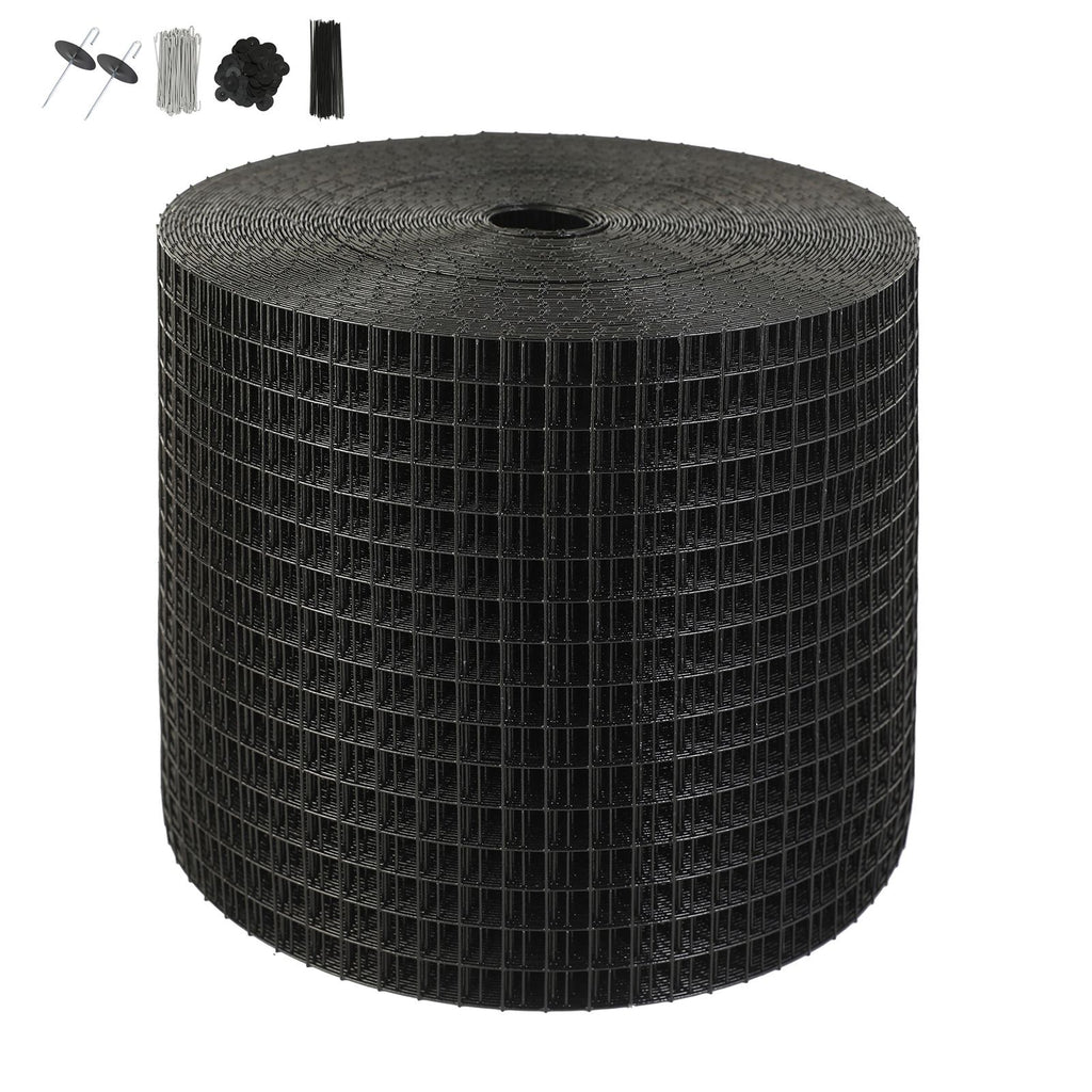 6 inch x 100ft Solar Panel Bird Guard, Critter Guard Roll Kit with 60pcs Aluminum Alloy Fasteners, Solar Panel Guard with Rust-proof PVC Coating, 1/2 inch Wire Roll Mesh