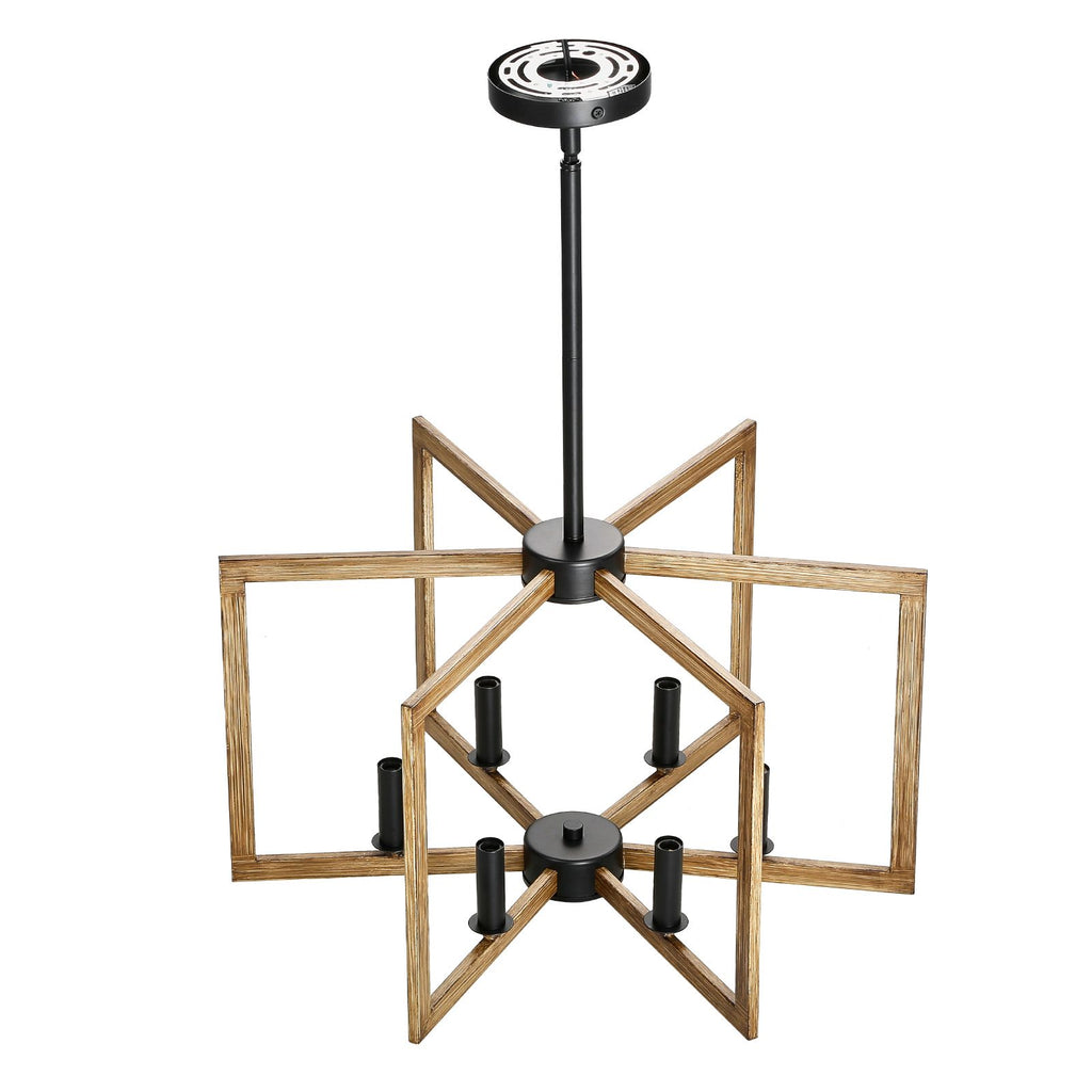 6-Light Chandelier, Metal Farmhouse Chandelier, Adjustable Height, Dining Room Hanging Light Fixture for Ceilings, Modern Chandelier for Bedroom, Foyer, Hall, Kitchen, Living Room and Entryway