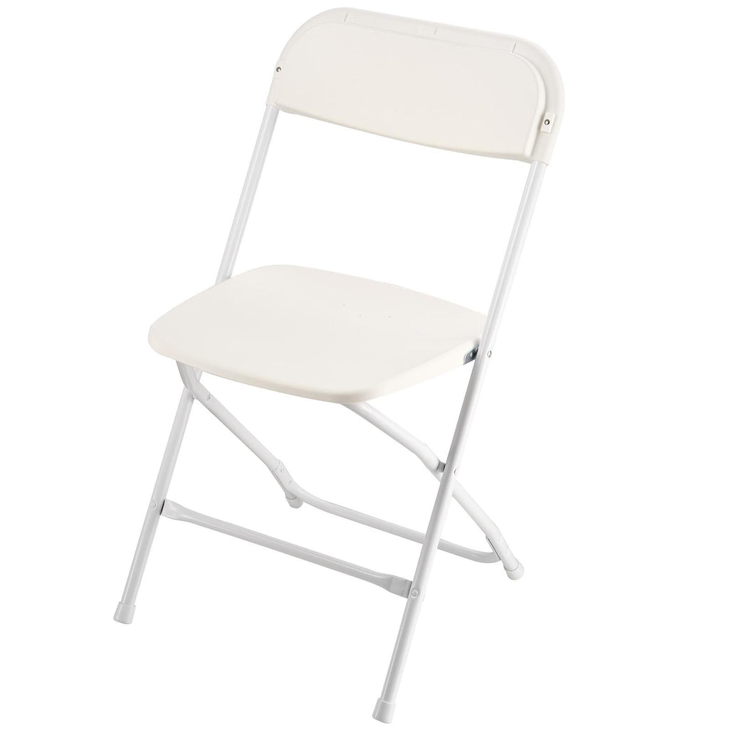 6 Pack Folding Chairs, Foldable Plastic Chairs with Heavy Duty Metal Frame, Portable Folding Card Table Chairs, Stackable Indoor Outdoor Seats for Home, Yard, Garden, Parties, Events, White