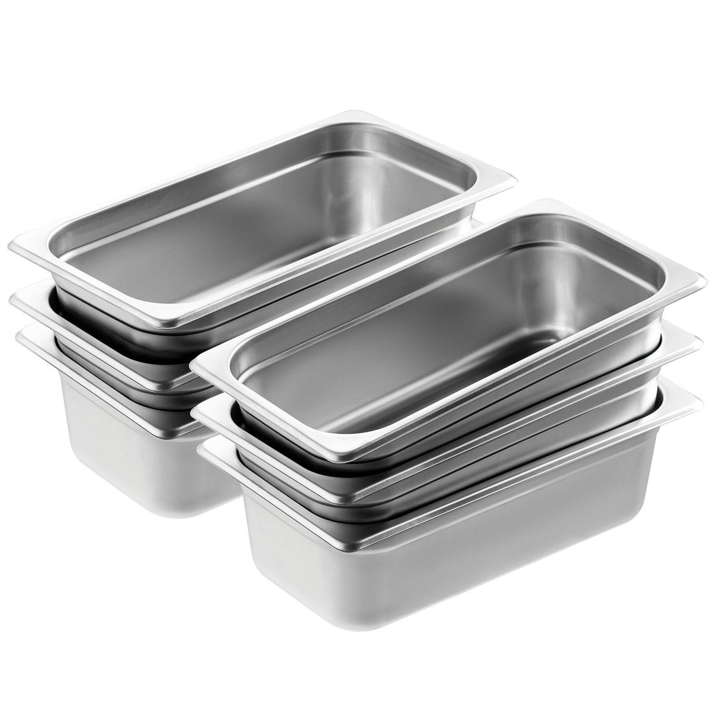 6 Pack Hotel Pans, 1/3 Size Anti-Jam Steam Pan, 0.8mm Thick Stainless Steel Restaurant Steam Table Pan, 4-Inch Deep Commercial Table Pan, Catering Storage Food Pan, for Industrial & Scientific