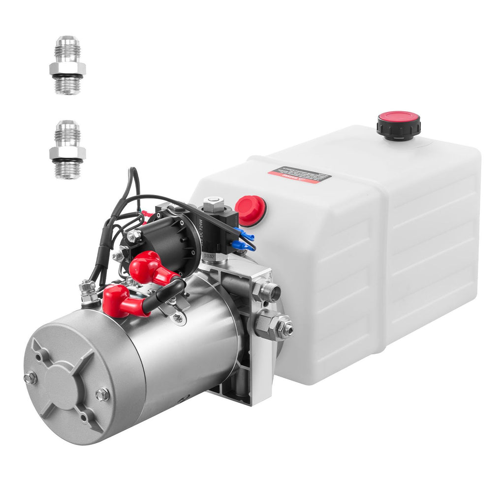 6 Quart Hydraulic Power Unit, Double Acting Dump Trailer Pump, 3200 PSI Max Relief Pressure & 0.91 GPM Flow Rate, DC 12V Hydraulic Pump with Metal Reservoir for Dump Trailer Car Lifting, White