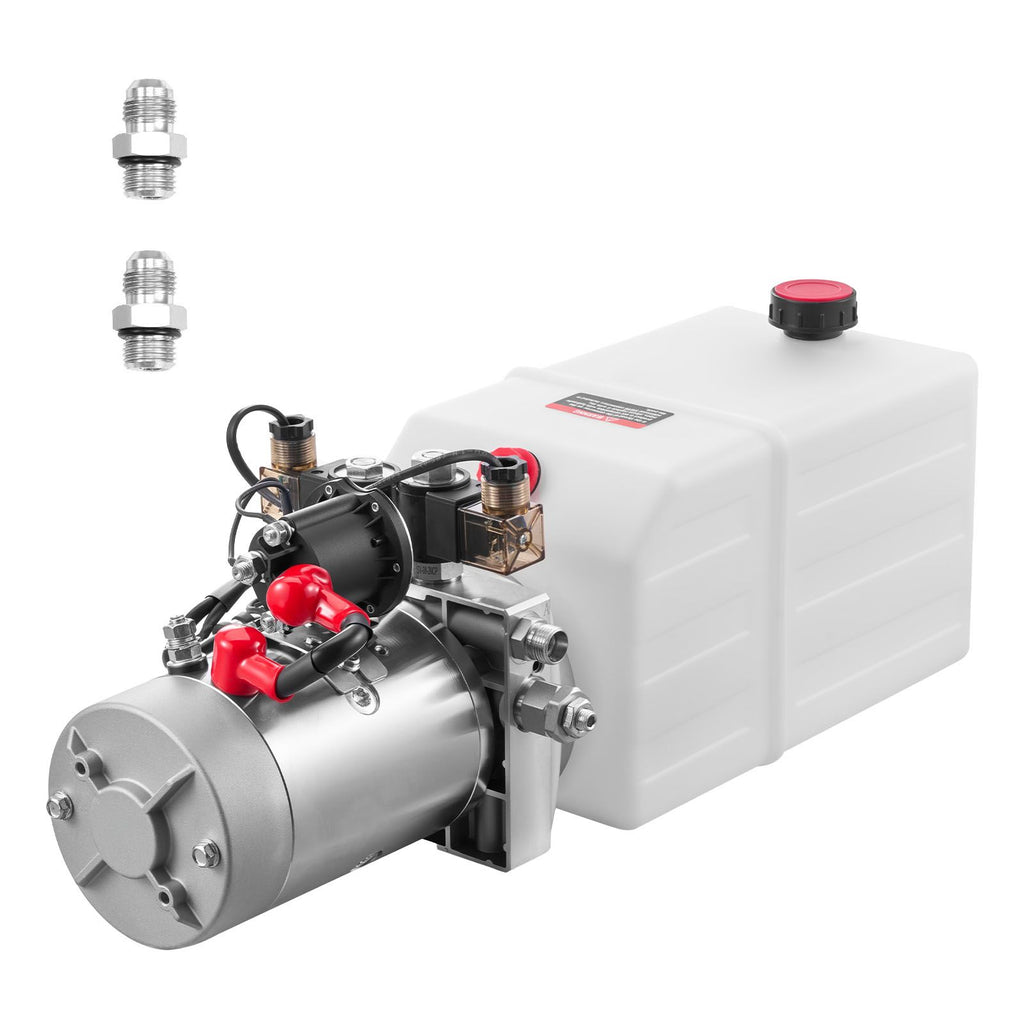 6 Quart Hydraulic Power Unit, Double Acting Dump Trailer Pump, 3200 PSI Max Relief Pressure & 0.91 GPM Flow Rate, DC 12V Hydraulic Pump with Metal Reservoir for Dump Trailer Car Lifting