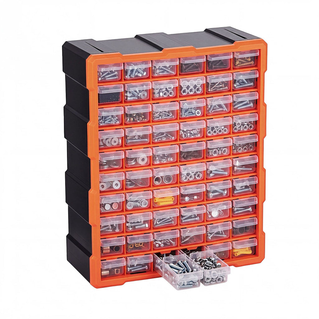 60-Drawer Storage Organizer, Plastic, Drawer Storage Cabinet for Garage Organization, Stackable Small Parts Organizer, Wall-Mounted Toolbox, for Hardware, Beads, Screws, Crafts, Building Bricks