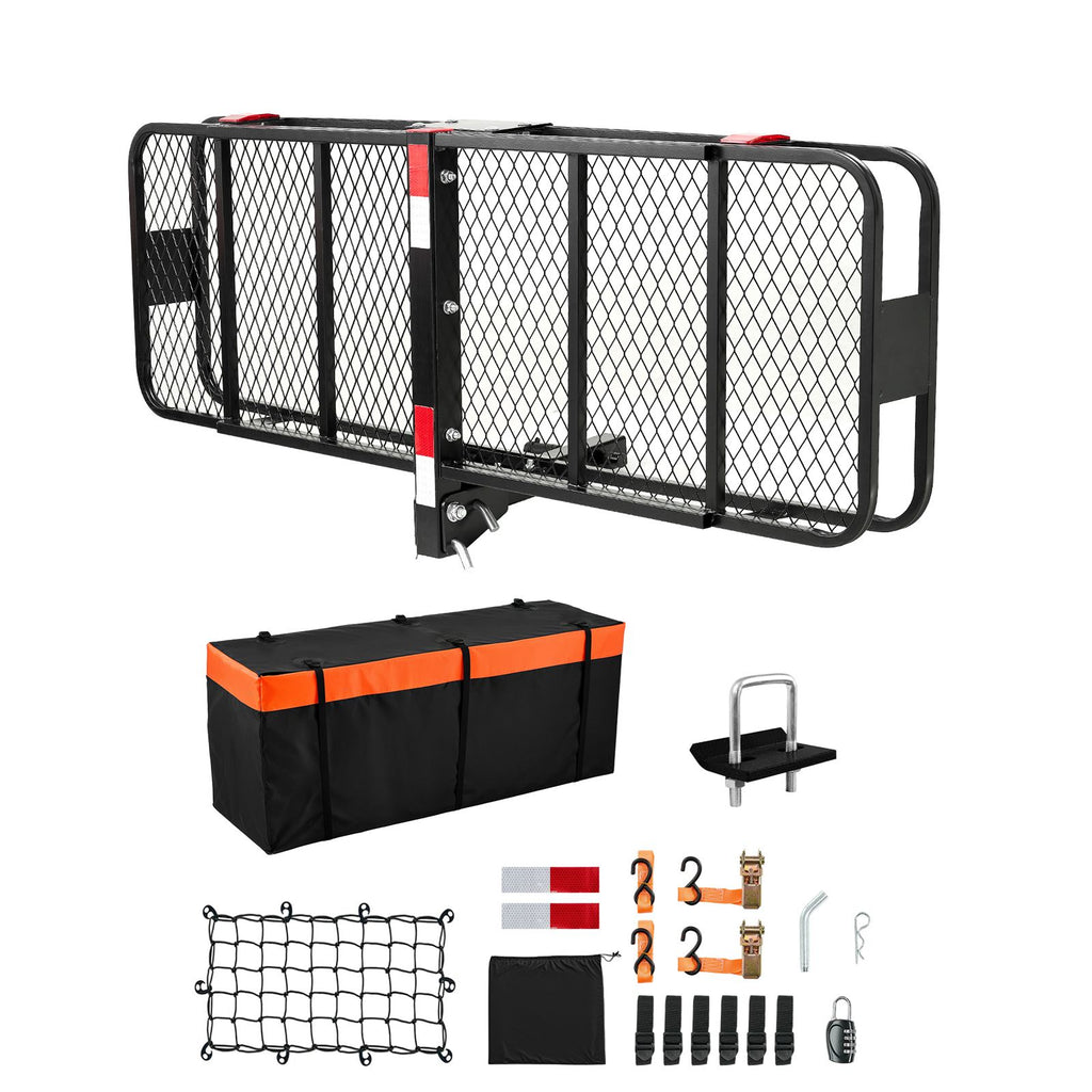 60" x 20" x 6", Hitch Cargo Carrier, 500 lbs Capacity Hitch Cargo Carrier with Cargo Net & Waterproof Cargo Bag, Folding Hitch Mount Cargo Carrier with Hitch Lock for 2" Receiver, Fit for SUVs