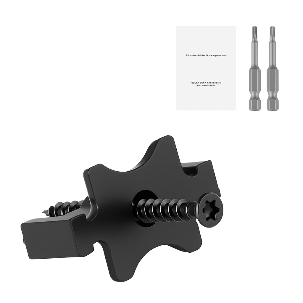 600PCS Hidden Deck Fasteners for Composite Decking Board, Universal Composite T Clips & Plastic Hidden Fasteners with Metal Screws,Polypropylene PP Clips Works with 0.26 inch Gaps, Black