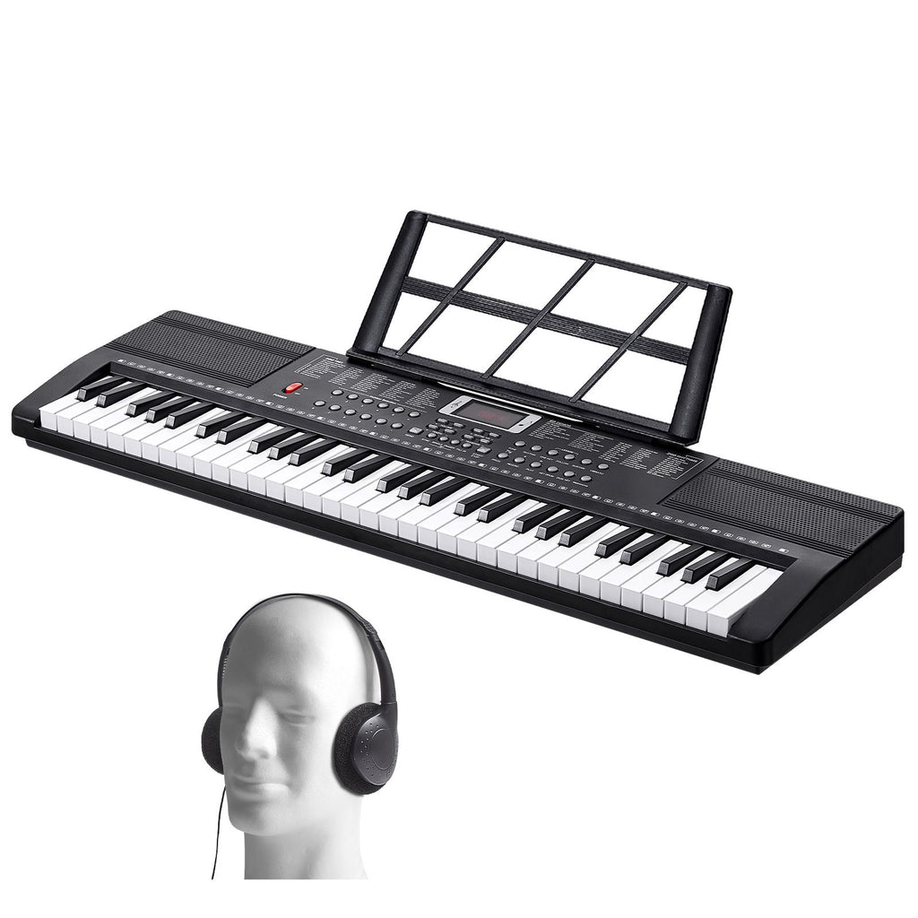 61 Key Digital Keyboard Piano, 200 Tones 200 Rhythms, Electric Portable Piano Keyboard Kit with 60 Demo Songs Built-In Dual Speakers Headphones, Piano Stickers for Beginners Learning