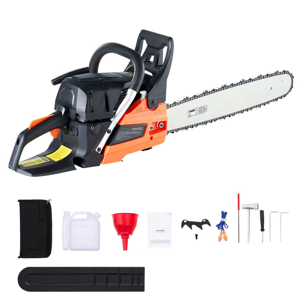 62 cc Gas Chainsaw, 20 inch Gas Powered Chainsaw, 3.8 HP Power Chain Saw with Non-Slip Handle, Gas-Powered Chainsaws with Dual Fuel Tanks, For Wood Cutting, Tree Trimming, and Land Clearing