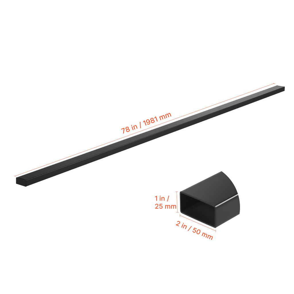 6.5 ft Stainless Steel Handrail, Rectangular Top Stair Deck Hand Rail for Outdoor/Indoor Steps with End Cap,Matte Black Coating Adjustable Metal Stair Rail for Cable Railing Kit