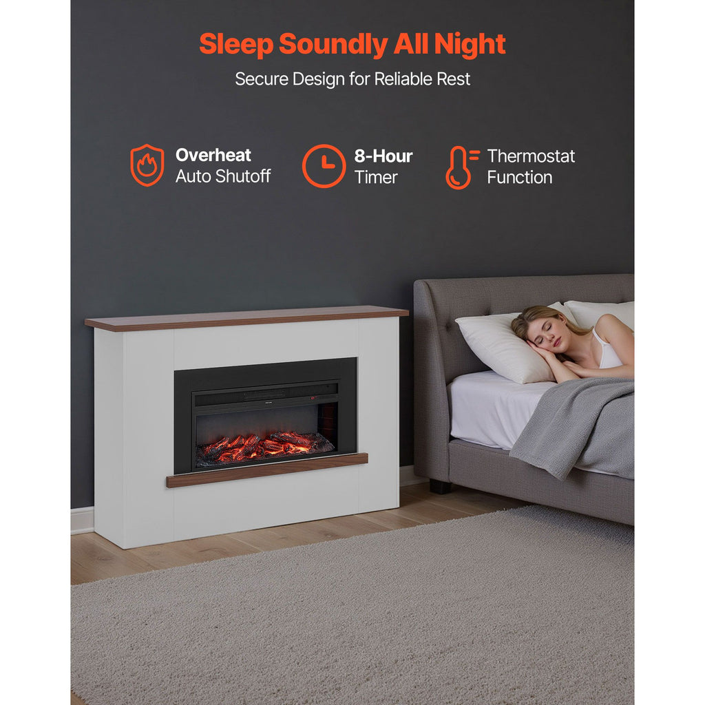 65.5 inch Freestanding Fireplaces, 1500W 5120BTU Fake Electric Fireplace Stove Heater with Mantel, Overheating Protection, Adjustable Flames,Timer, Remote, for Living Room,Bedroom