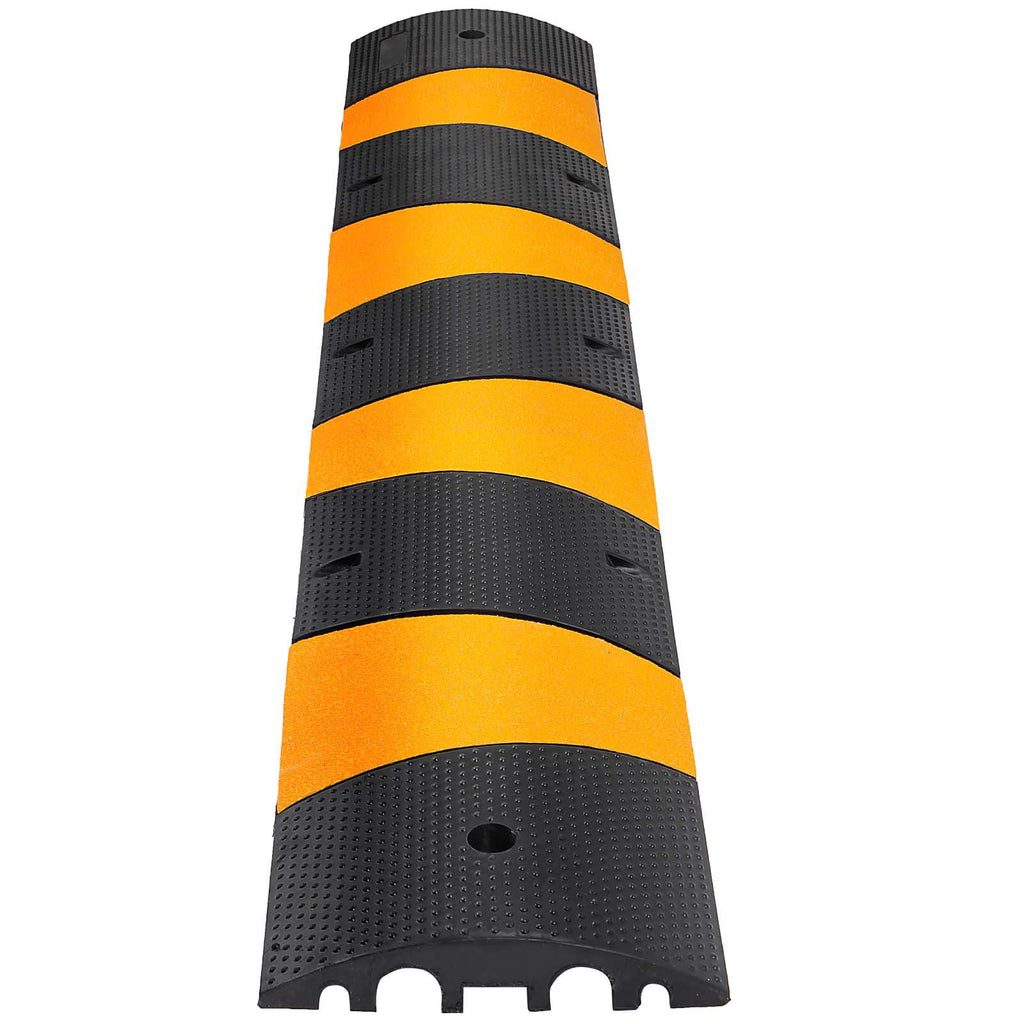 6ft Rubber Speed Hump for Driveways, Durable Cable Guard Ramp, 72.4x12x2.4 in, Dual-Channel for Garage, Gravel, Asphalt, Concrete Paths (Dual-Channel, 6ft-Speed Hump)