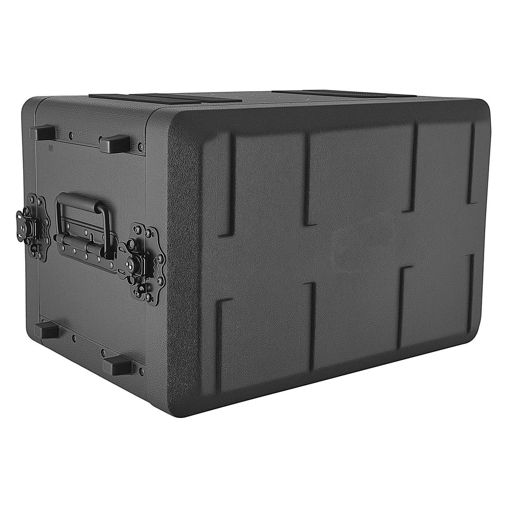 6U Rack Case, 12 in Depth, Rackmount Flight Case Shallow Rack with Microphone Compartment, Polyethylene Construction, Recessed Latches, Easy Installation, for Amplifier, 8.7 in Internal Depth