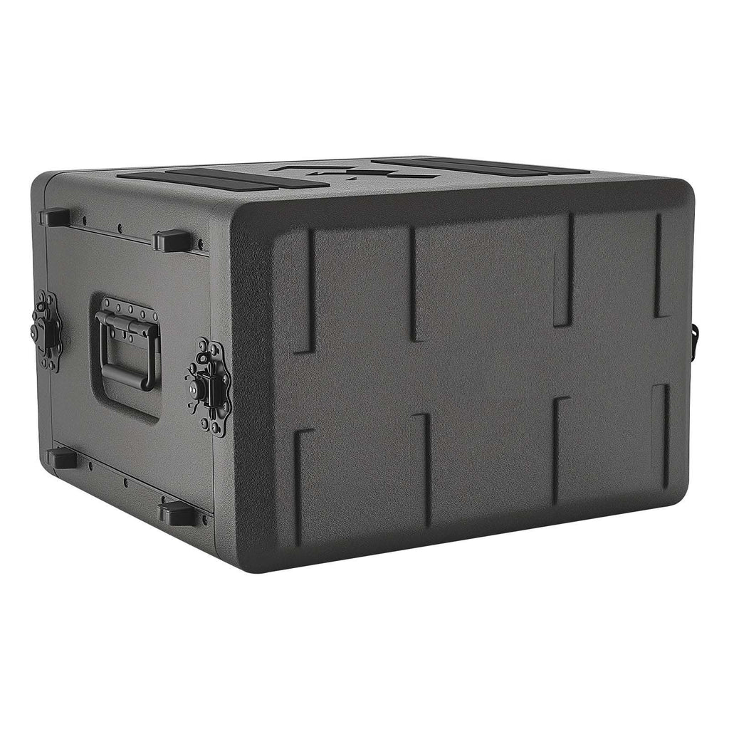 6U Rack Case, 15 in Depth, Rackmount Flight Case Shallow Rack with Microphone Compartments, Polyethylene Construction, Recessed Latches, Easy Installation, for Amplifier, 13.8 in Internal Depth