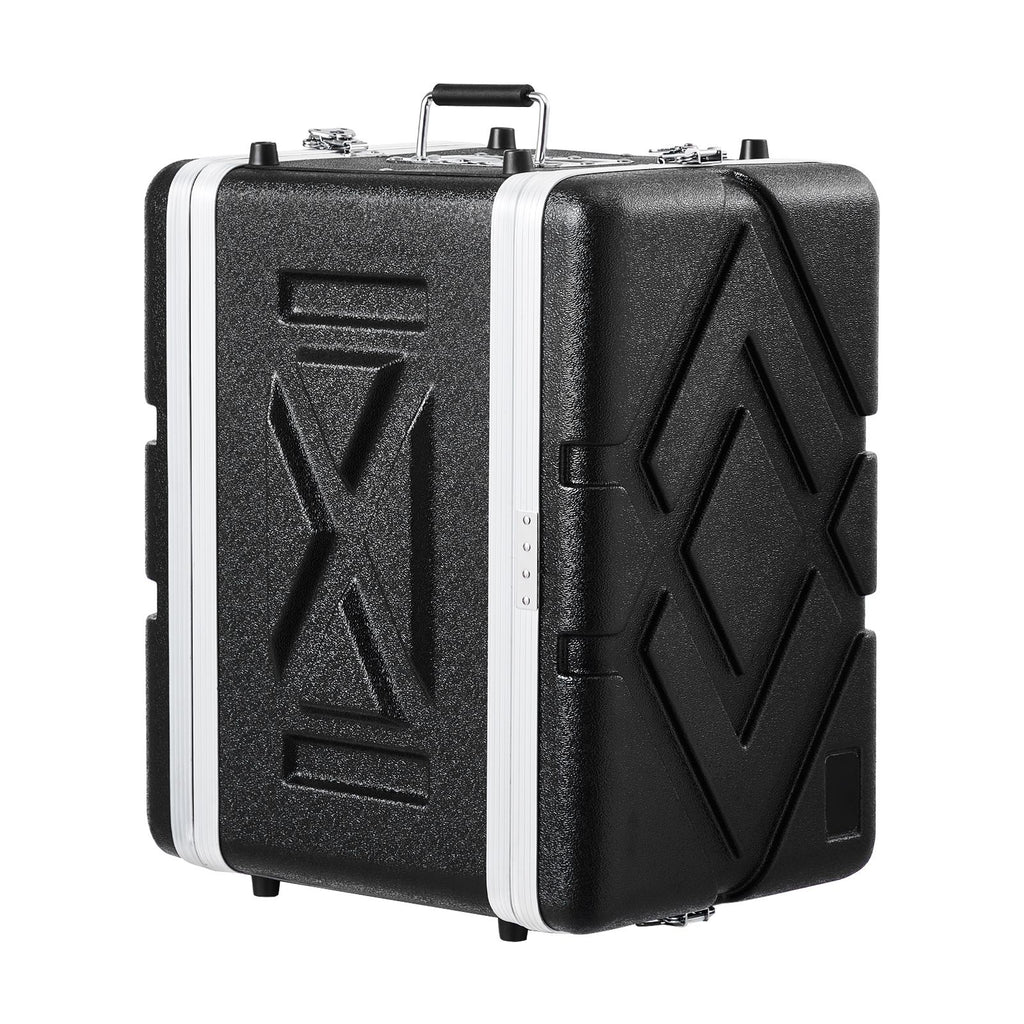 6U Rack Case, Standard 14 in Depth, Server Rack Cabinet with ABS Construction Handle Heavy-Duty Twist Butterfly Latches, Detachable Front & Back Panels, for Amps, Mixers, Microphone Receivers