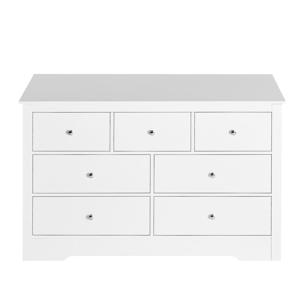 7 Drawer Dresser, Wooden Chest of Drawers with Sliding with Anti-tip Device, Modern Minimalist Dresser Chest, Closet Storage Organizer for Living Room, Hallway, Bedroom, Entryway, Light Wood