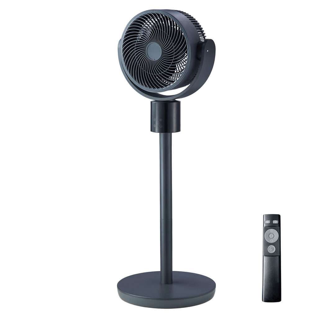 7-Inch Pedestal Fan, Oscillating Standing Floor Fan with DC Motor, Remote Control, 12 Speeds & 3 Modes, 15H Timer, Adjustable Height, Quiet for Home, Bedroom, Living Room, Study Room, Blue Gray