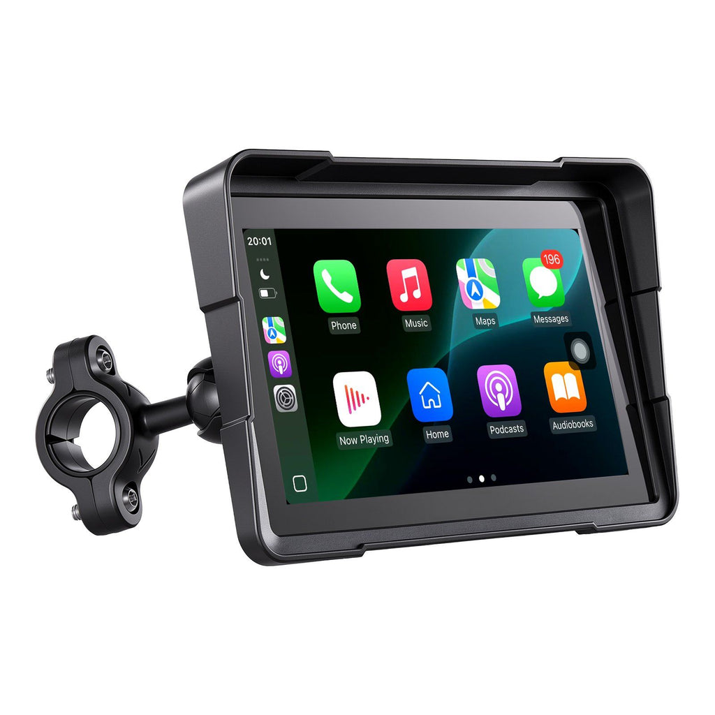 7 Inch Wireless Motorcycle Carplay with Apple Carplay & Android Auto, HD Touchscreen GPS Navigation System with Voice Control, Dual Bluetooth, Siri & Google Assistant, IP67 - Fit All Motorcycles