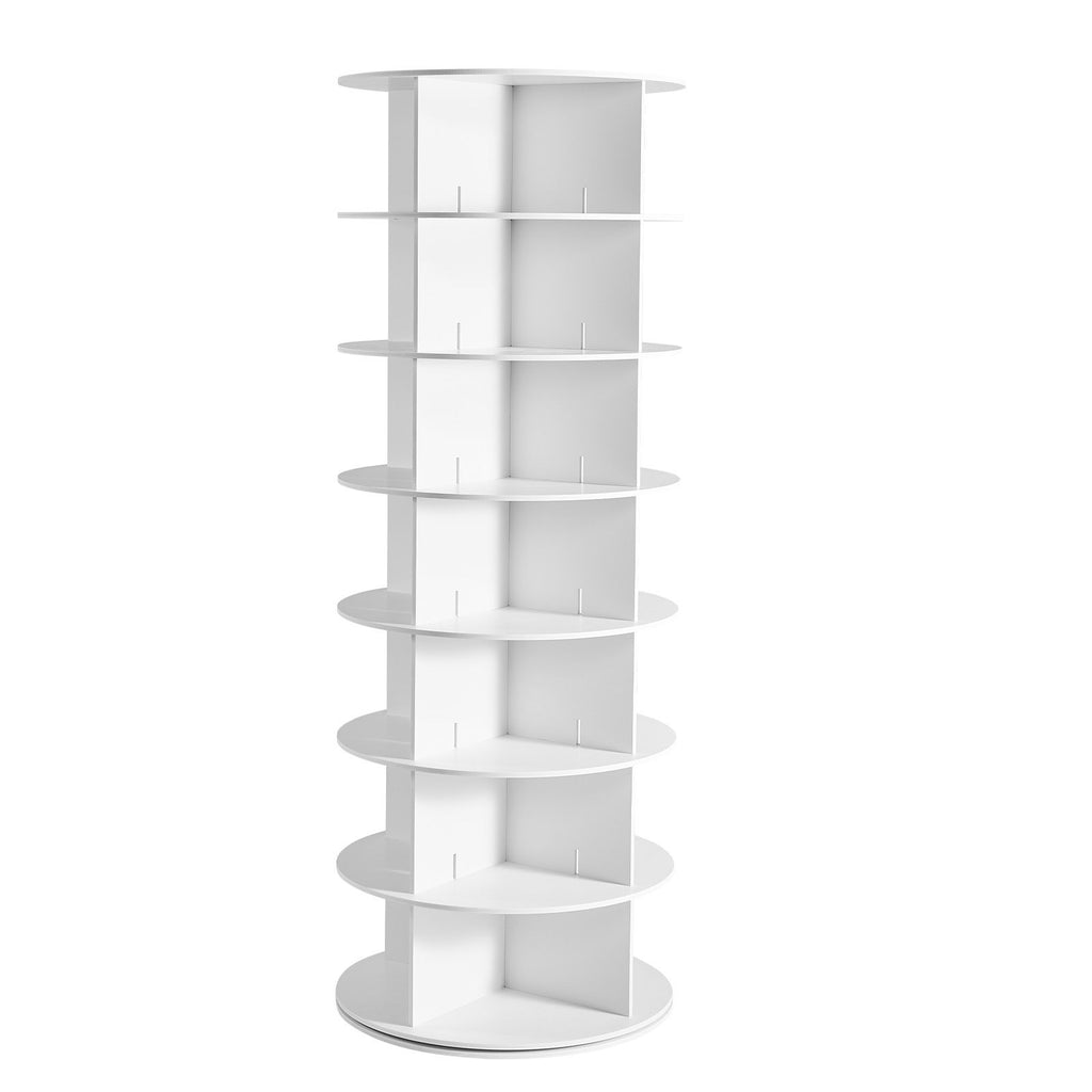 7 Tiers Rotating Shoe Rack Tower, 360° Spinning Shoe Rack, Revolving Storage Round Carousel Display, Freestanding Lazy Susan Organizer Display for Bedroom, Living Room, Entryway, Closet, White