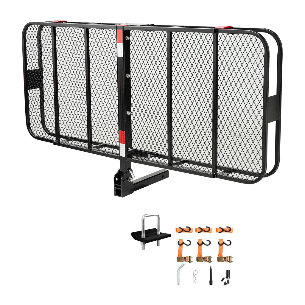 70" x 30" x 6", Hitch Cargo Carrier, 500 lbs Capacity Hitch Cargo Carrier with Nighttime Reflective Reminder, Folding Hitch Mount Cargo Carrier with Hitch Lock for 2" Receiver, Fit for SUVs