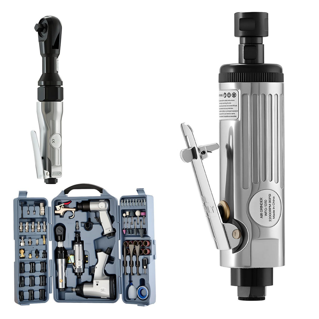 71 Pieces Pro Air Tool and Accessories Kit - 1/2" Air Impact Wrench, 3/8" Ratchet Wrench, 1/2" Die Grinder, 4500BPM Hammer, Blow Gun for Auto Repair, Home DIY Project - Storage Case Included
