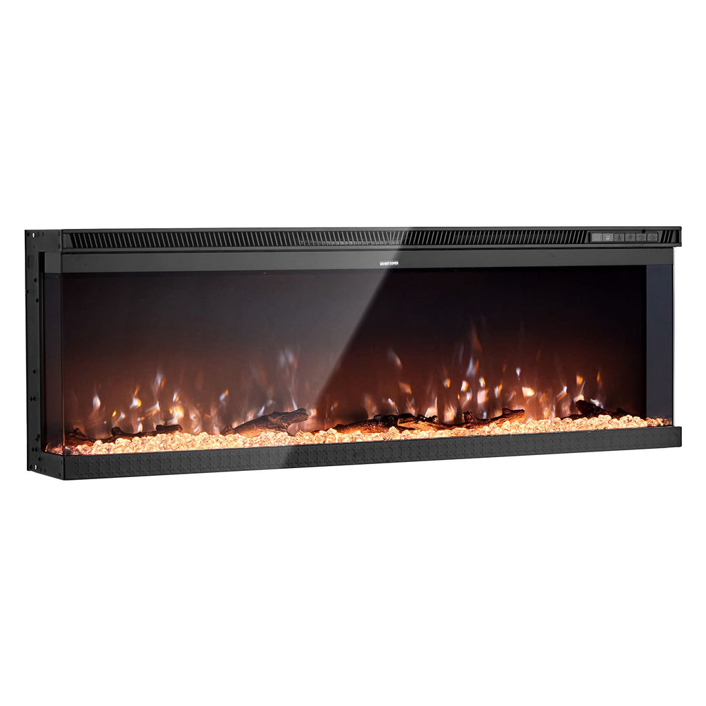 72 inch Electric Fireplace, Three-Sided Glass Wall Mounted Recessed Fire Place with Remote Control, Timer, 1500W, Adjustable Flame Color Brightness,Overheat Protection, for Living Room,Bedroom