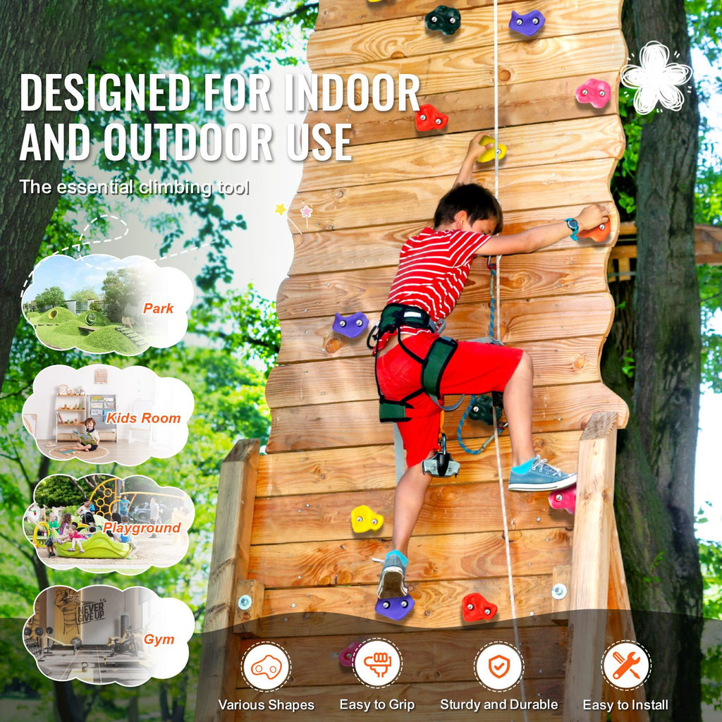 72 Rock Climbing Holds, Multi-Size and Multi-Colored Climbing Rocks for Kids and Adults, Rock Wall Holds with Mounting Hardware, Climbing Wall Grips for Indoor and Outdoor Playground Play Set image 2