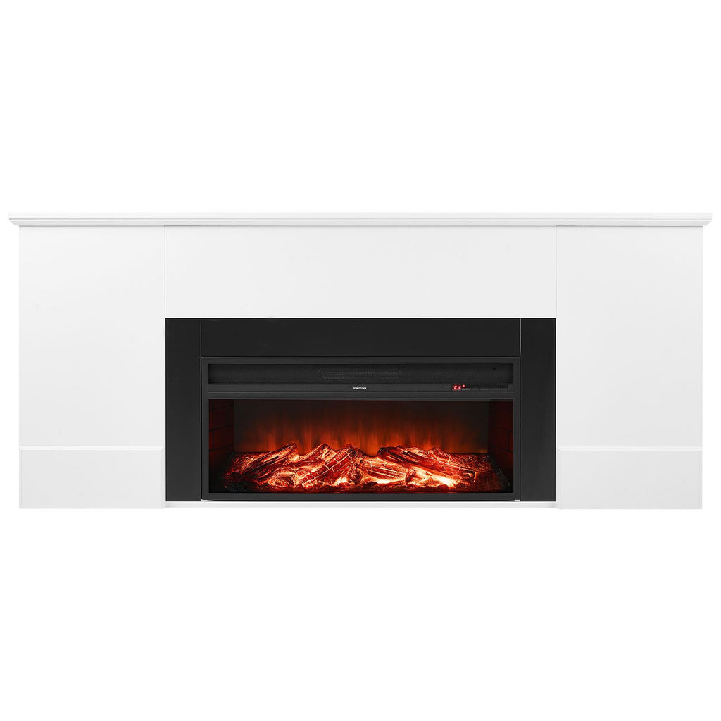 75 inch Freestanding Fireplaces, 1500W 5120BTU Fake Electric Fireplace Stove Heater with Mantel, Overheating Protection, Adjustable Flames,Timer, Remote, for Living Room,Bedroom,White