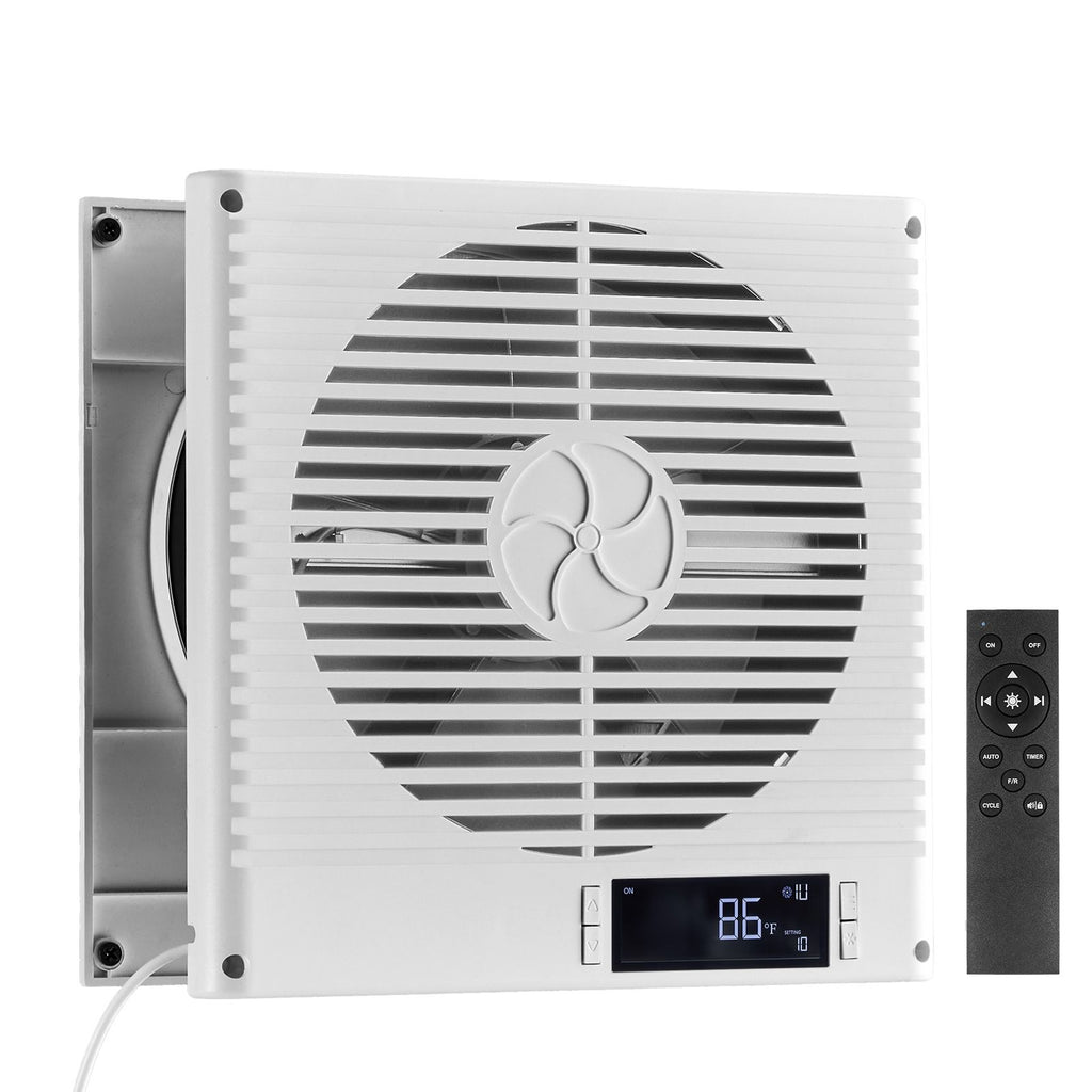 7.5-Inch Room to Room Fan, 2-in-1 305 CFM Through Wall Fan with Remote Control & Two-Way Airflow, 10-Speed Ventilation Quiet Vent for Kitchen, Living & Laundry Room Workshop
