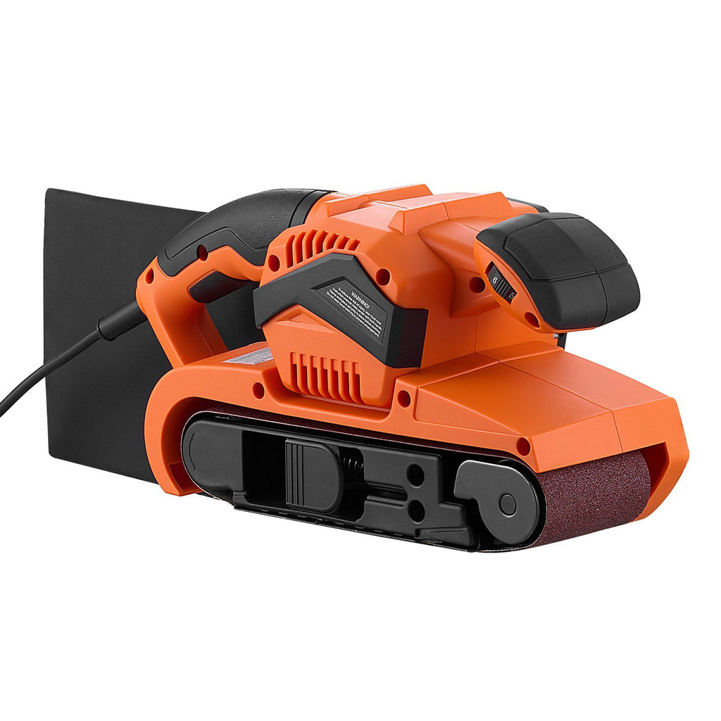 7A Belt Sander 3" x 21" Woodworking Belt Sander 6 Speeds 630-1200 FPM, 2-in-1 Handheld & Benchtop Sanding Machine with 2 Dust Bags, 10PCS Sanding Belts & 2 Clamps for Woodworking Projects