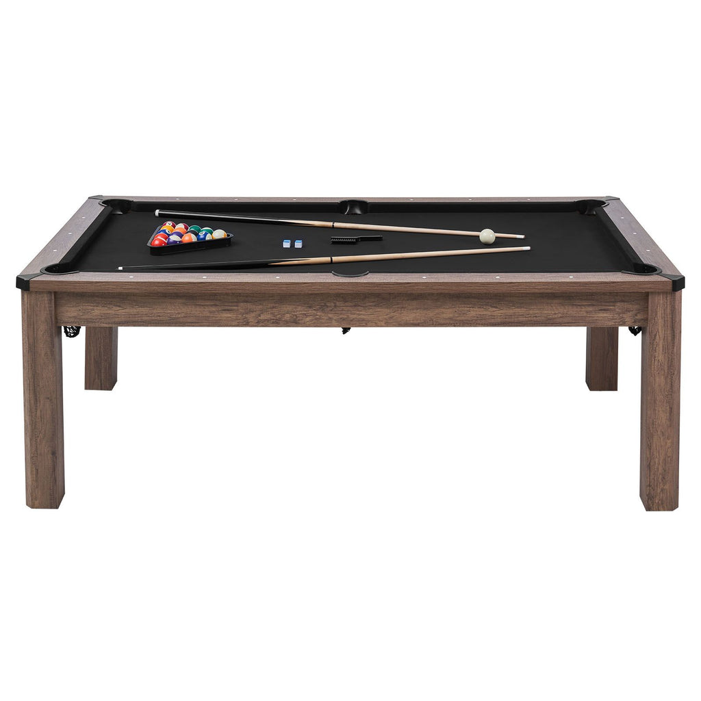 7ft Pool Table Combo Set, 3-in-1 Multi Game Billiards Tables with Dining Top and Ping Pong, 2 Benches for Storage and Accessories, Includes Ball Cue Rack Chalk Brush, for Family Recreation Room