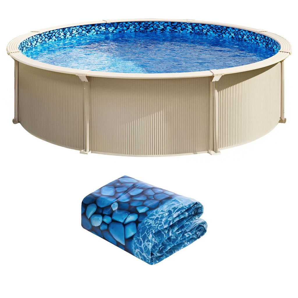 8-ft Round Above Ground Pool Liner, Overlap Pool Liners, Standard Gauge Vinyl, 48-to-54inch Wall Height, Designed for Steel Sided Above-Ground Swimming Pools