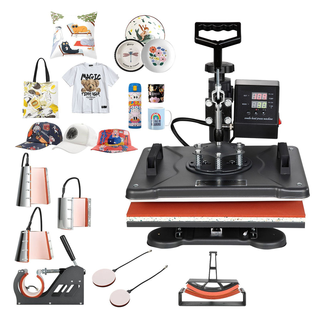 8 in 1 Heat Press Machine 12"x15" Digital Transfer T-shirts Mug Hat Plate Cap
