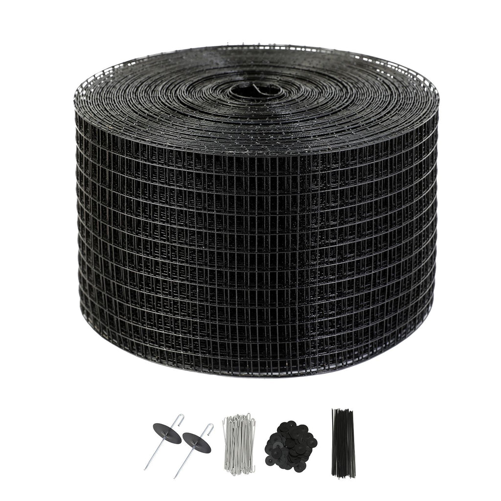 8 inch x 100ft Solar Panel Bird Guard, Critter Guard Roll Kit with 100pcs Aluminum Alloy Fasteners, Solar Panel Guard with Rust-proof PVC Coating, 1/2 inch Wire Roll Mesh