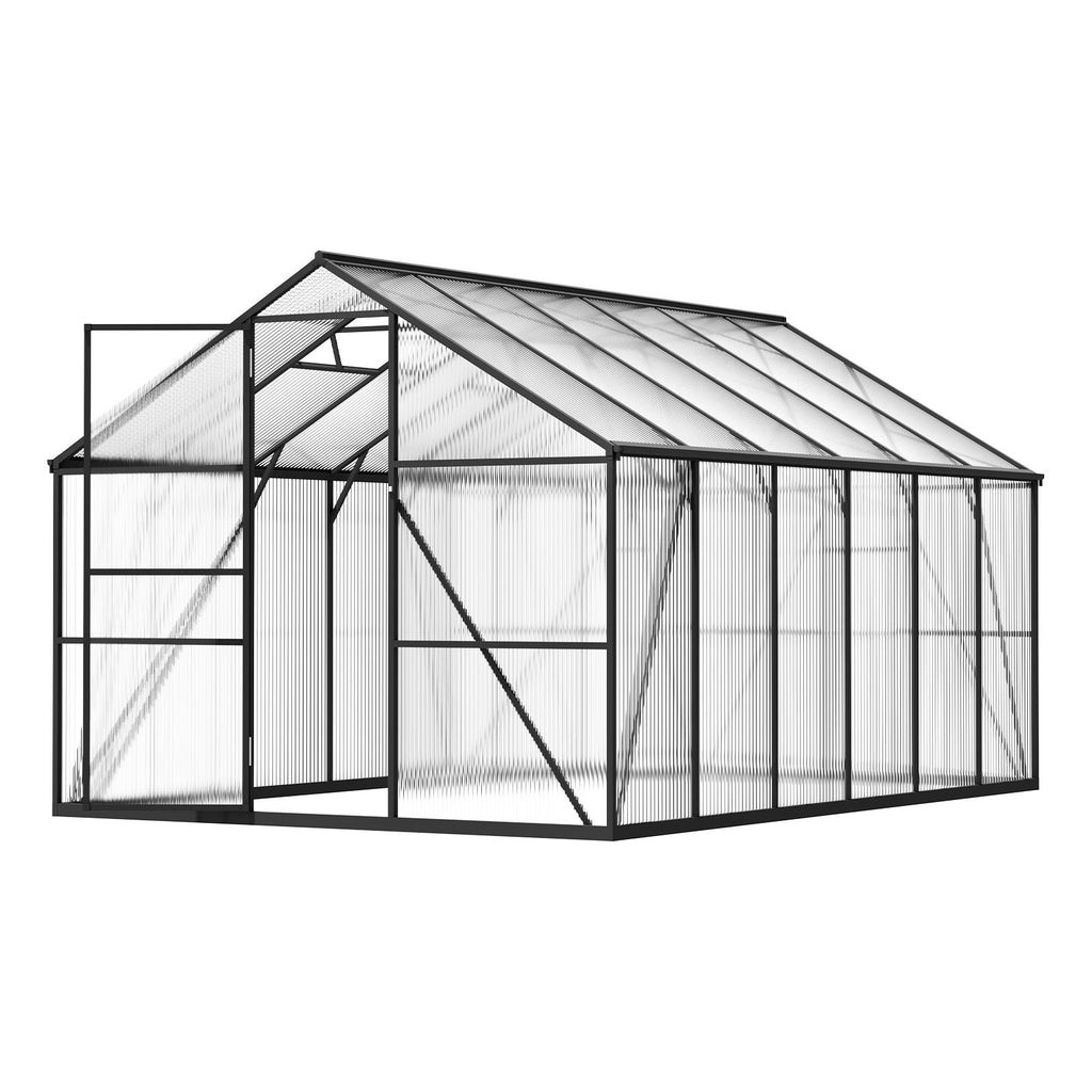 8 x 12 FT Polycarbonate Greenhouse, Heavy Duty Outdoor Green House with Adjustable Vent & Push-Pull Lockable Door, Quick Setup, Aluminum Frame Walk-in Greenhouse Sunroom for Outside Garden Lawn