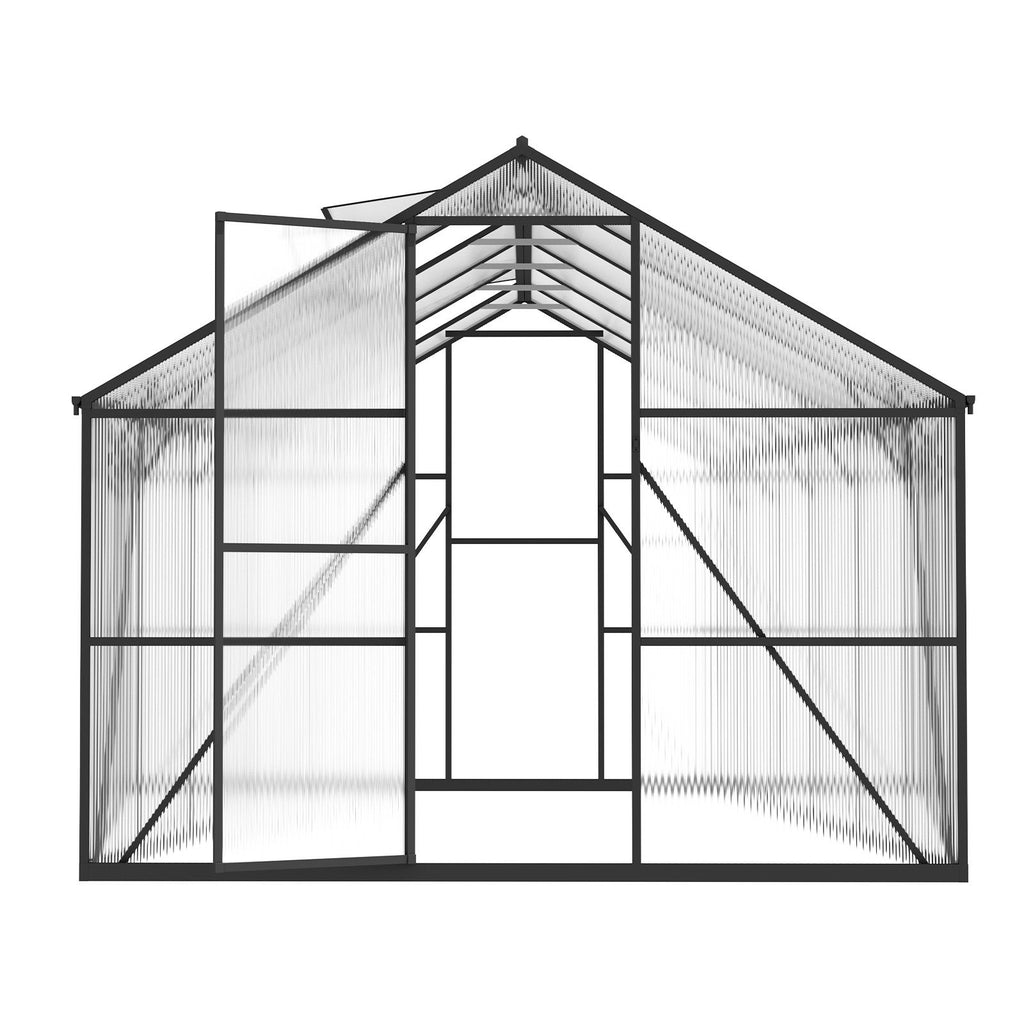 8 x 14 FT Polycarbonate Greenhouse, Heavy Duty Outdoor Green House with Adjustable Vent & Push-Pull Lockable Door, Quick Setup, Aluminum Frame Walk-in Greenhouse Sunroom for Outside Garden Lawn