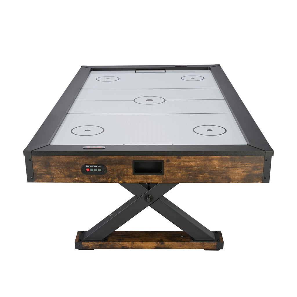 84" Air Hockey Table, Indoor Arcade Table Gaming Set with 2 Pushers, 2 Pucks, Electronic Scorer, X-shaped Legs & High-powered Blower, Air Powered Hockey Game Table for Family Game Room Office image 2