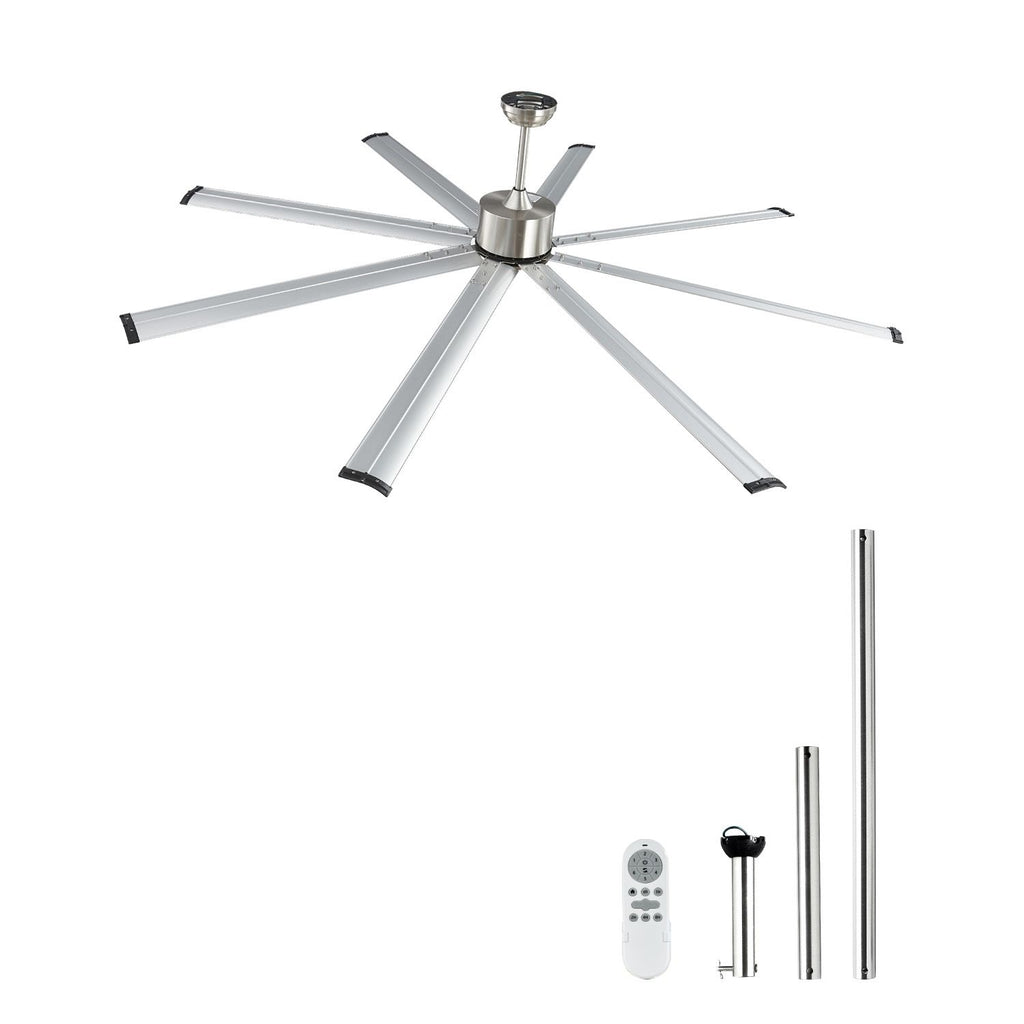 84 In Ceiling Fan without Light, 6-Speed Remote Control, Aluminum 8-Blade, Reversible DC Motor, Modern Low Profile Flush Mount Fan for Bedroom, Living Room, Patio, Indoor/Outdoor, Brushed Nickel