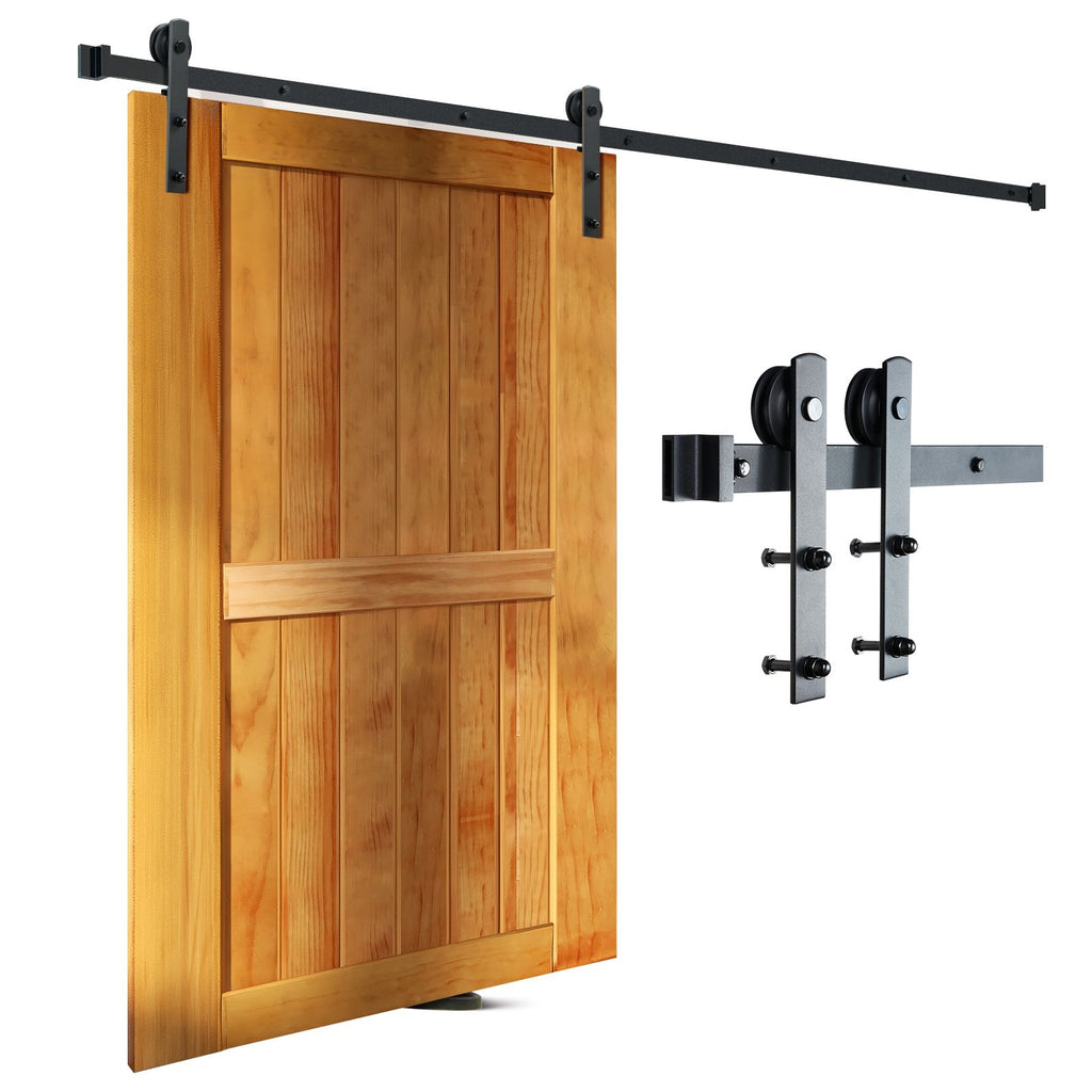 8FT Sliding Barn Door Hardware Kit, 330LBS Loading Heavy Duty Barn Door Track Kit for Single Door, Fit 3.7-4.3FT Wide and 1.3"-1.8" Thick Door Panel, with Smooth & Silent Pulley (I Shape)