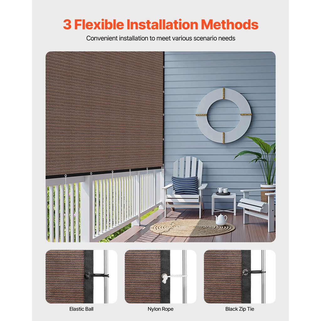 90% Sun Shade Cloth, 8 x 12 ft Pergola Shade Cover with Stainless Steel Grommets, Sun Shades Canopy Privacy Screen with 140 GSM HDPE Material, for Outdoor, Patio, Garden, and Backyard (Brown)