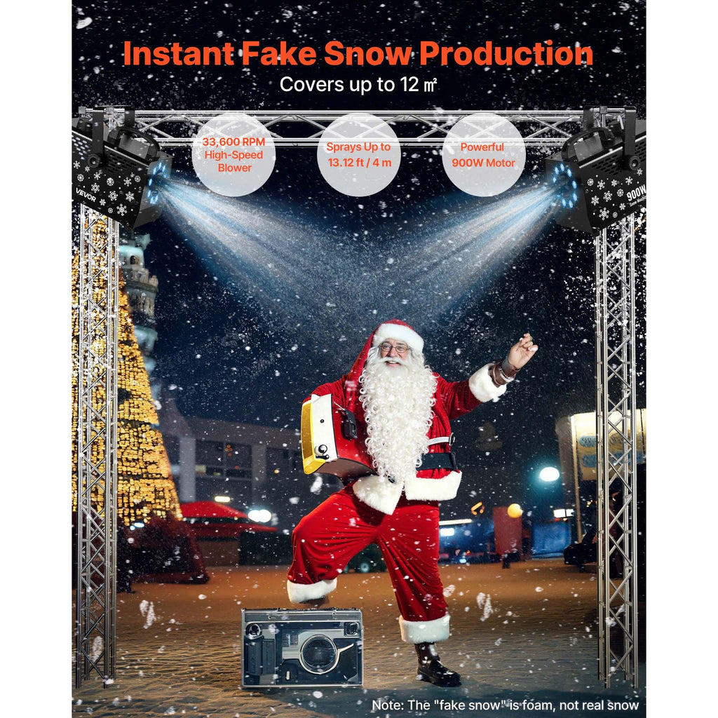 900W Snow Machine with 9 LED RGB Lights, 12 LED Lighting Colors, and Wireless Remote, Handheld/Hanging Outdoor Snowflake Machine Fake Snow Machines with 1L Tank for Christmas Party image 2