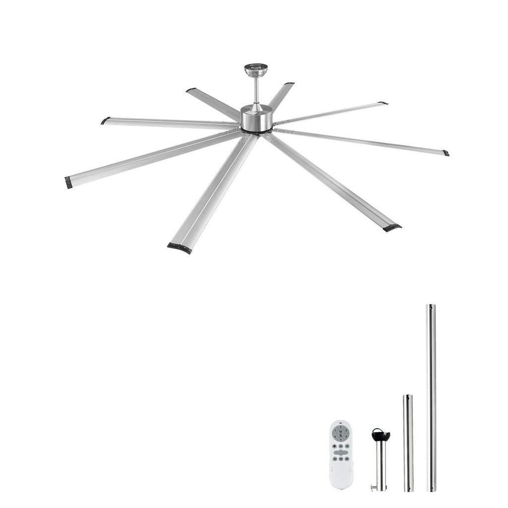 96 In Ceiling Fan without Light, 6-Speed Remote Control, Aluminum 8-Blade, Reversible DC Motor, Modern Low Profile Flush Mount Fan for Bedroom, Living Room, Patio, Indoor/Outdoor, Brushed Nickel