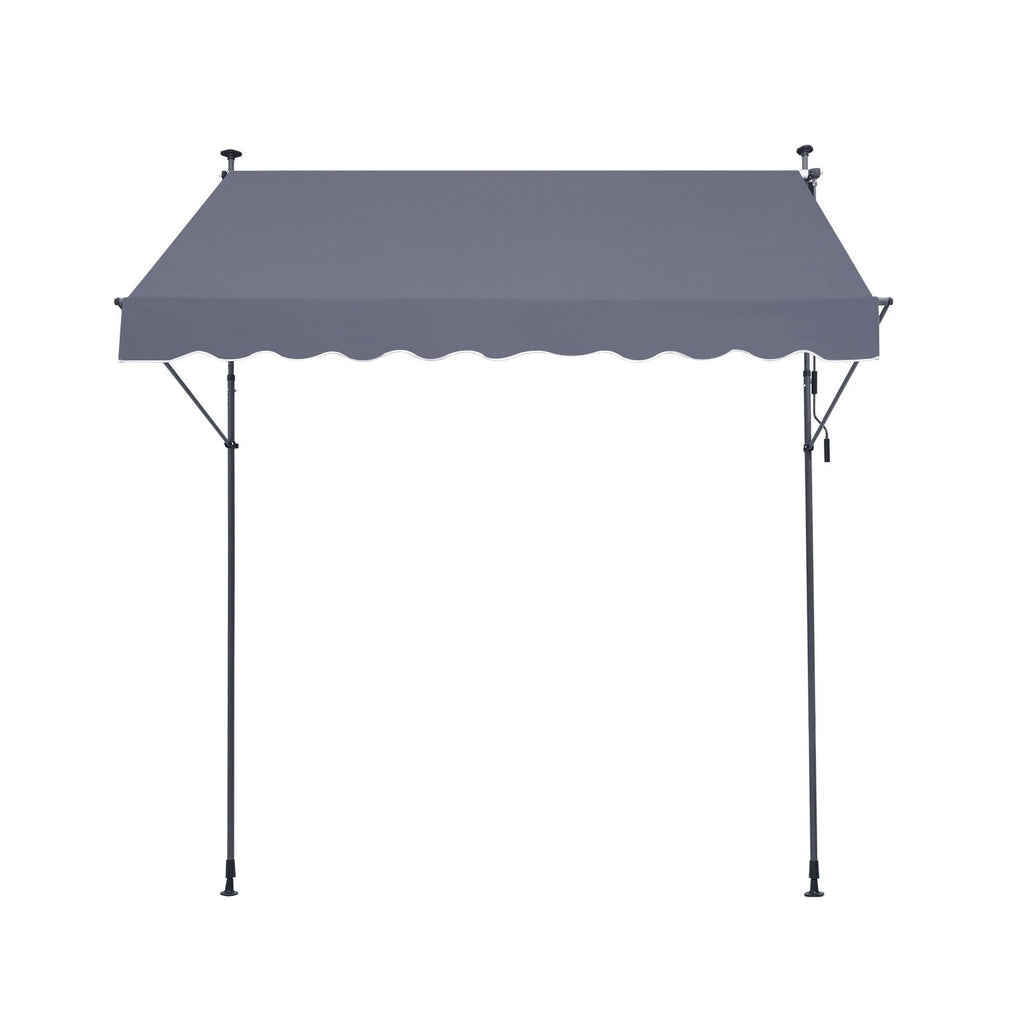 98 x 47" Patio Awning Retractable, Awning Sunshade Shelter with Manual Crank Handle, Outdoor Patio Canopy Sunsetter Deck, Adjustable Height from 86 to 122 in, for Patio/Balcony/Yard, Dark Gray