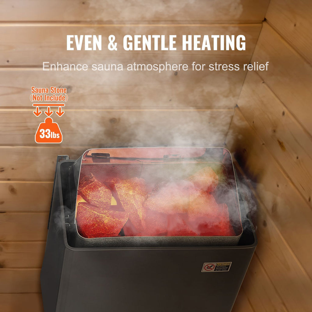 9KW Sauna Heater, Steam Bath Sauna Heater with Built-In Controls, Electric Sauna Stove, 3h Timer and Adjustable Temp for Max. 317-459 Cubic Feet, Home Hotel Spa Shower Use 220V