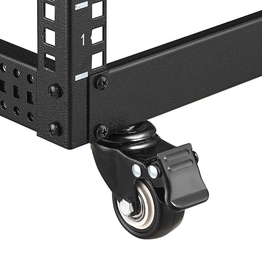 9U Open Frame Server Rack, 23''-40'' Adjustable Depth, Free Standing or Wall Mount Network Server Rack with 360° Casters, Heavy Duty 4 Post Holds All Your Networking IT Equipment AV Gear Router