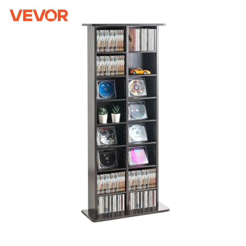 Media Storage Cabinet DVD Shelf Holds Adjustable CD Shelves 5/12/16/36 Compartments Protects and Organizes Music Movie
