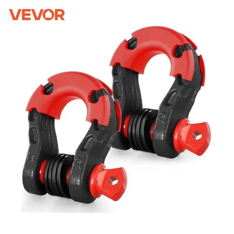 2pcs 3/4" D-Ring Shackle U-Hook Loop Shackles with 7/8" Screw Pin Isolators & Washers for Jeep Off Road Vehicle Recovery