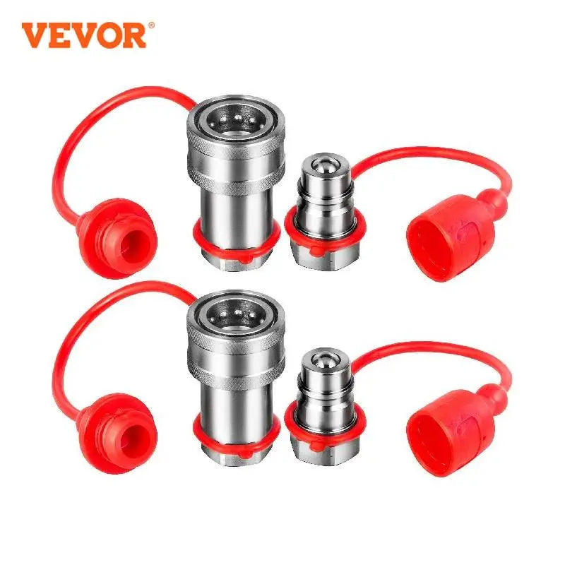 2 Pairs Hydraulic Coupler Quick Connect Coupling Pioneer Ball 1/4" Body & NPT Thread Flat Face for Most Skid Steer Loaders