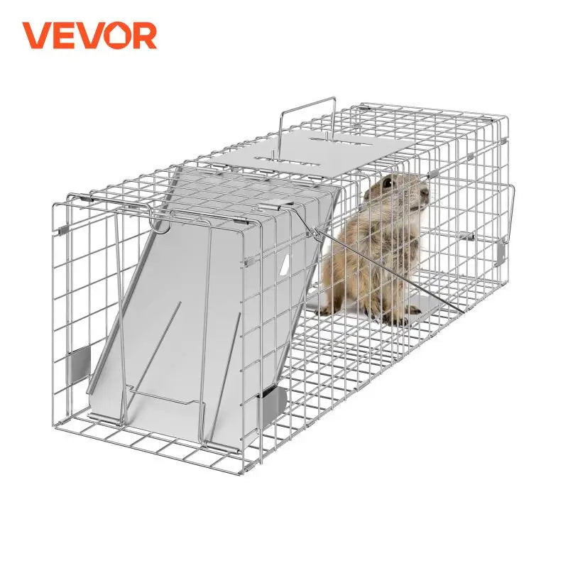 Live Animal Cage Trap Humane Cat Rodent Control Folding with Handle for Stray Cats Rabbits Squirrels Raccoons Groundhogs