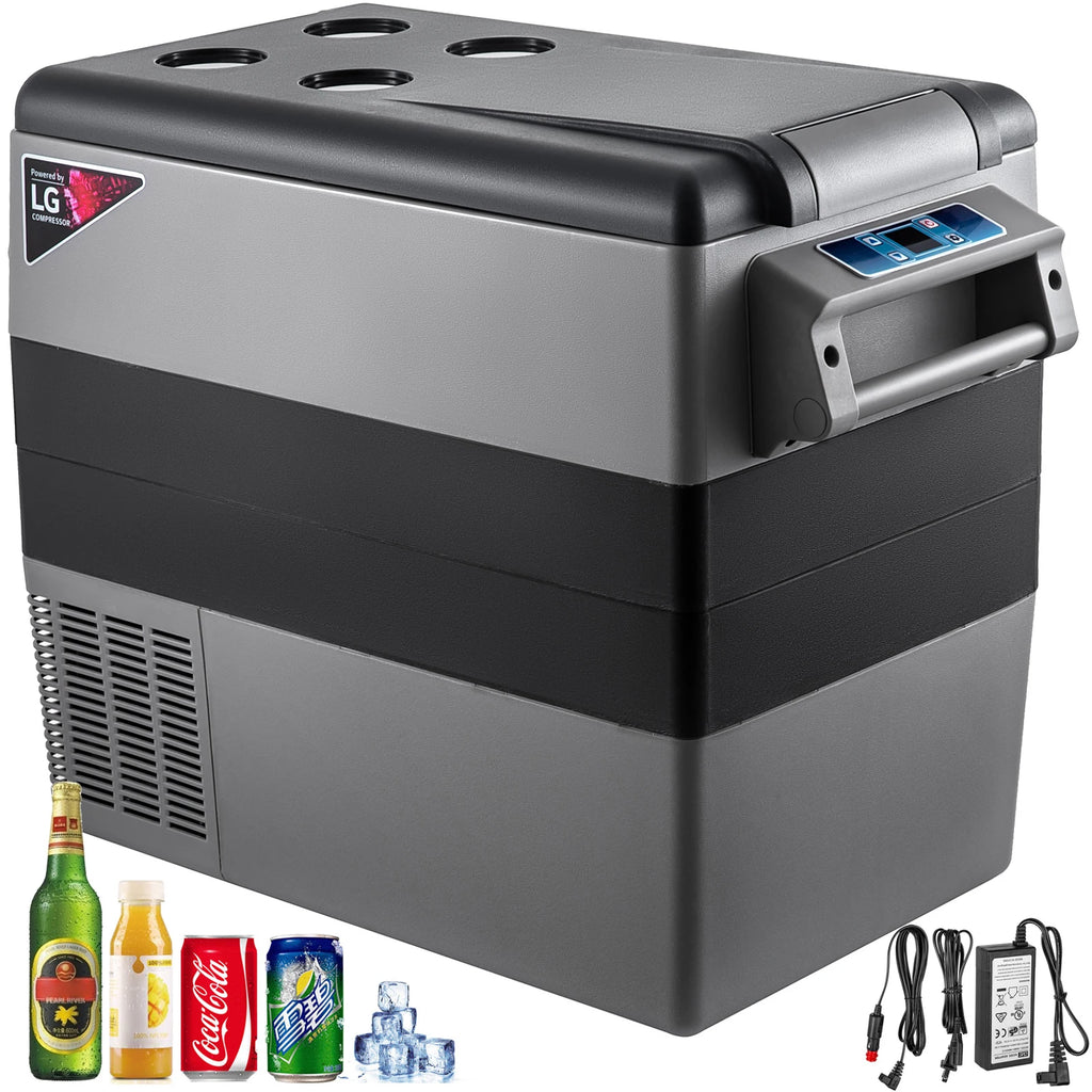 55L Car Refrigerator Mini Fridge Freezer Portable Compressor Cooler 12/24V DC 110-240V Ice Box for Camping