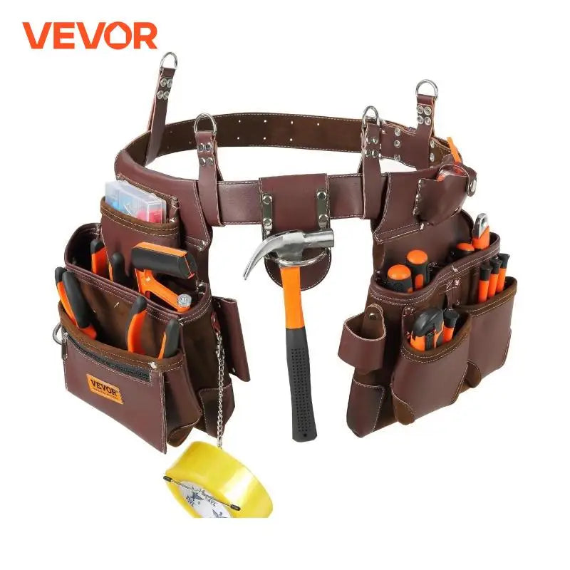 Multi Pockets Tool Belt Adjustable Size Heavy Duty Detachable Tool Pouch Bag for Electrician Carpenter Woodworker Framer